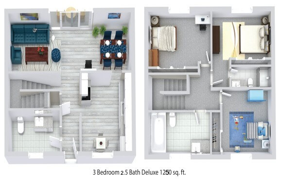 3 Bedroom, 2.5 Bath floor plans